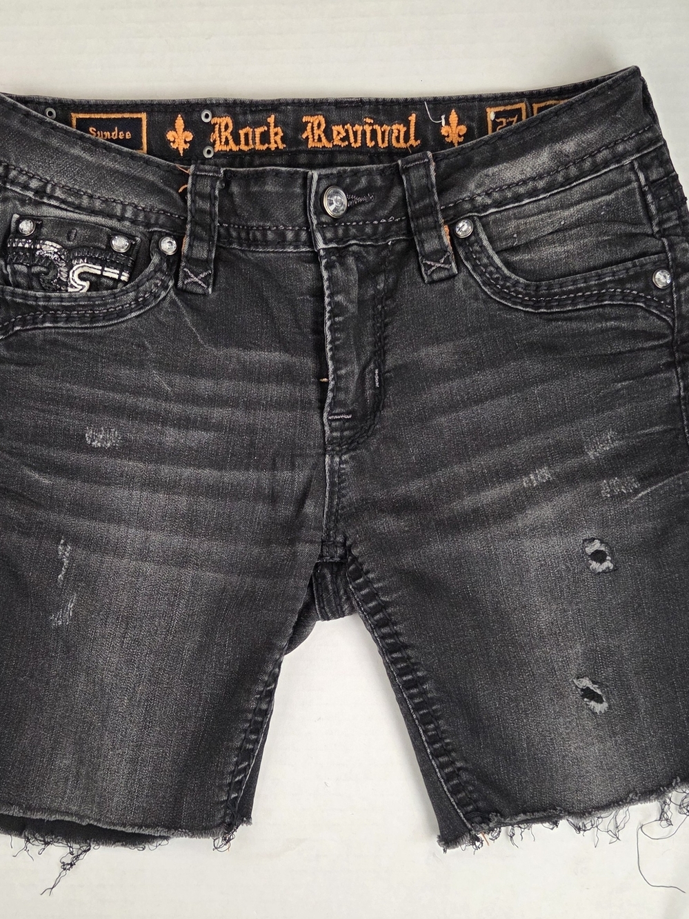 Rock Revival Womens Slim Washed Black Distressed Jeans Y2K, Grunge, Goth